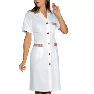 blouse-de-travail-femme-blanc-Raye-Rouge